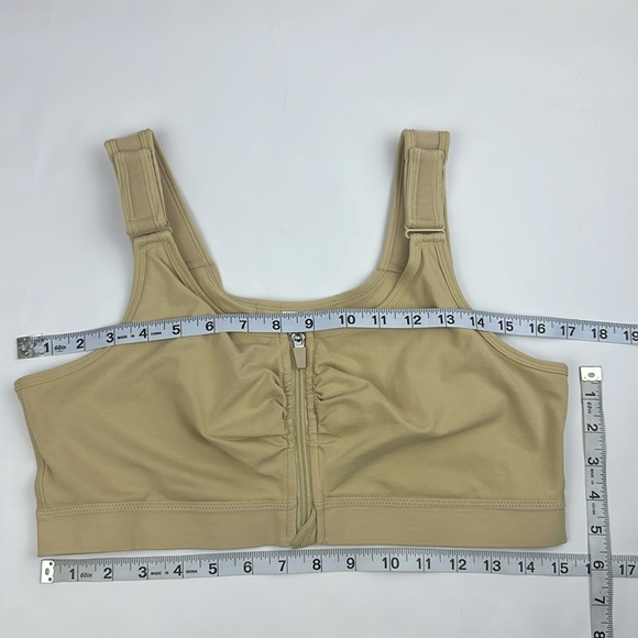 Sports Bra. Zip Front. White. Worn once. 
LG Tan-Beige. Measurements in photos. - Picture 5 of 6